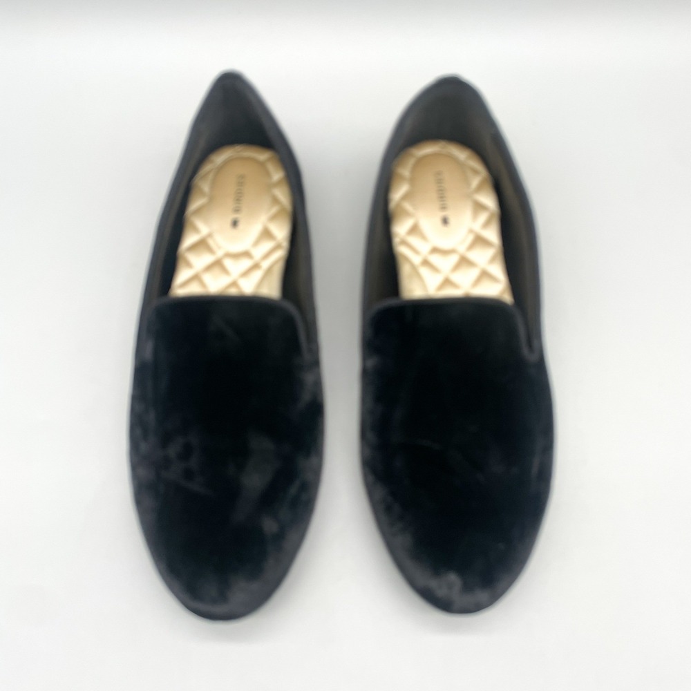 Birdies Womens 9 The Starling Smoking Slipper Loafers Black Velvet Flats Preppy